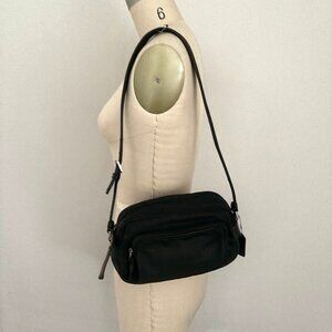 Vintage Coach Camera Bag 7433 Twill Leather Trim Shoulder Handbag Purse Y2K